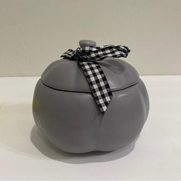 Rae Dunn Mini FALL holiday decor Pumpkin - Grey - 4 inch - Canister - Picture 6 of 10